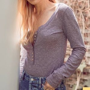 NWT Dylan Heather Purple Long Sleeve Bodysuit Sz M